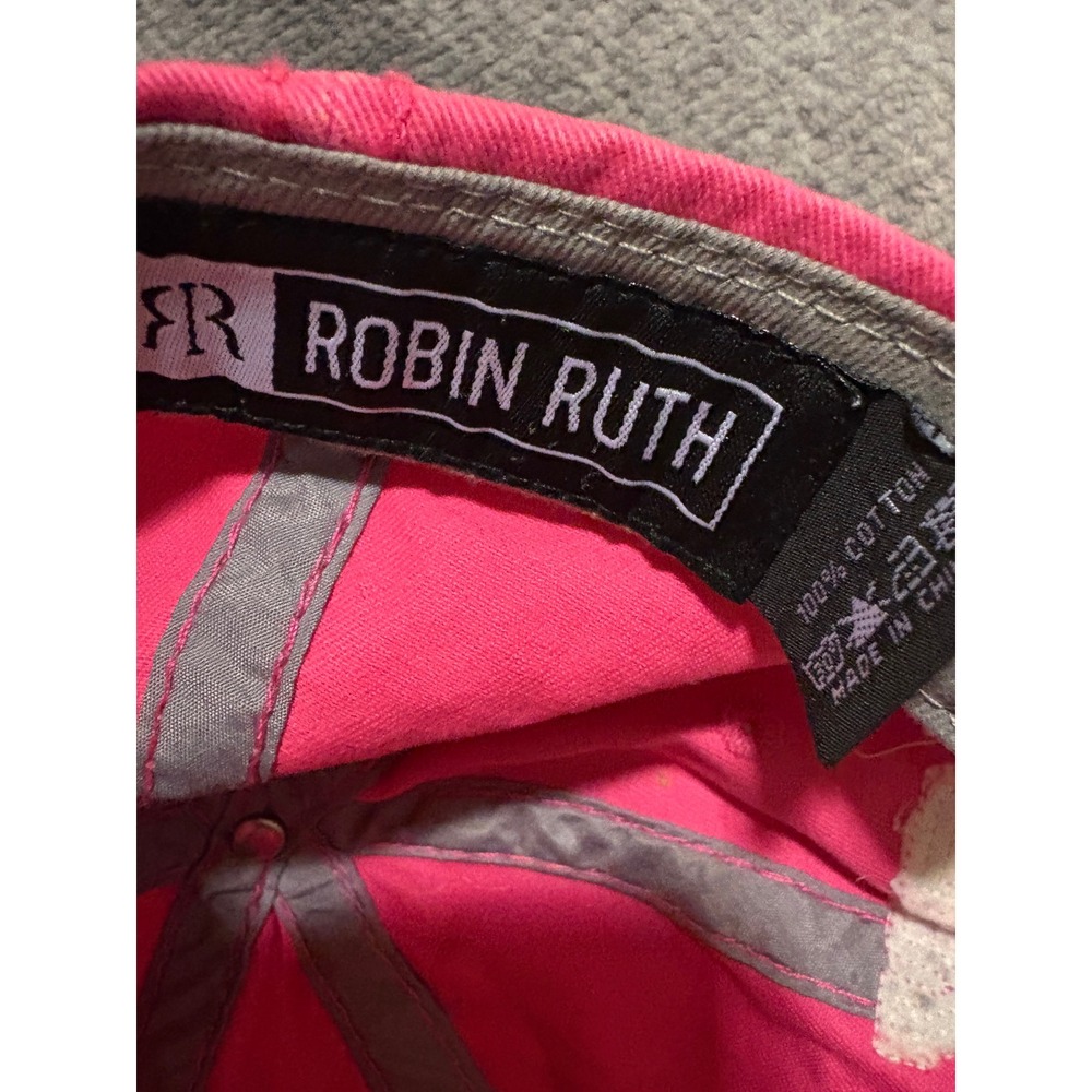 (CL) Robin Ruth Texas Original Pink Distressed Baseball Cap Floral Applique Hat - Picture 6 of 10